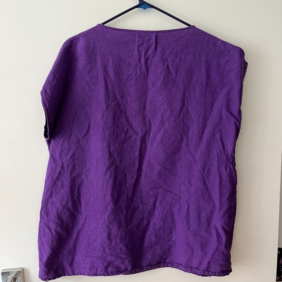Purple linen oversized tunic top - Picture 2 of 2